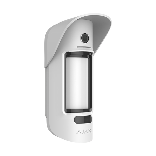 Ajax MotionCam Outdoor Jeweller wit, draadloze buiten Pircam 15m, 0,8 tot 1,3m hoogte, diervriendelijk, fotoverificatie bij alarm, IP55 De Securitywinkel