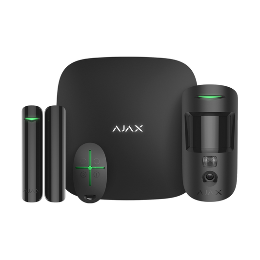 AJAX Starterkit Cam Plus Hub 2 Plus IP + 4G + WIFI alarmsysteem Zwart De Securitywinkel