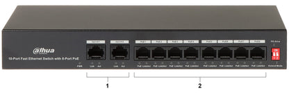 Dahua 8 kanaals PoE switch met 2 keer uplink De Securitywinkel