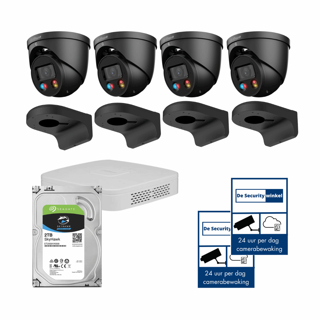 Dahua set 4MP TioC compleet zwart De Securitywinkel